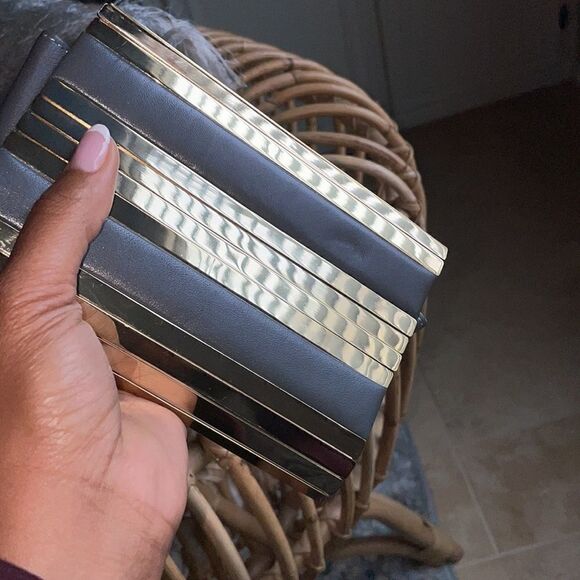 💯Leather and Metal Clutch  - Picture 2 of 5